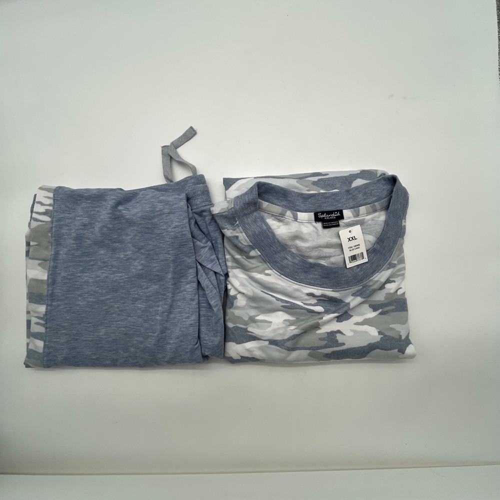 Splendid Ladies Blue Camo 2-Piece Pajama Jogger Set XXL New 1365692